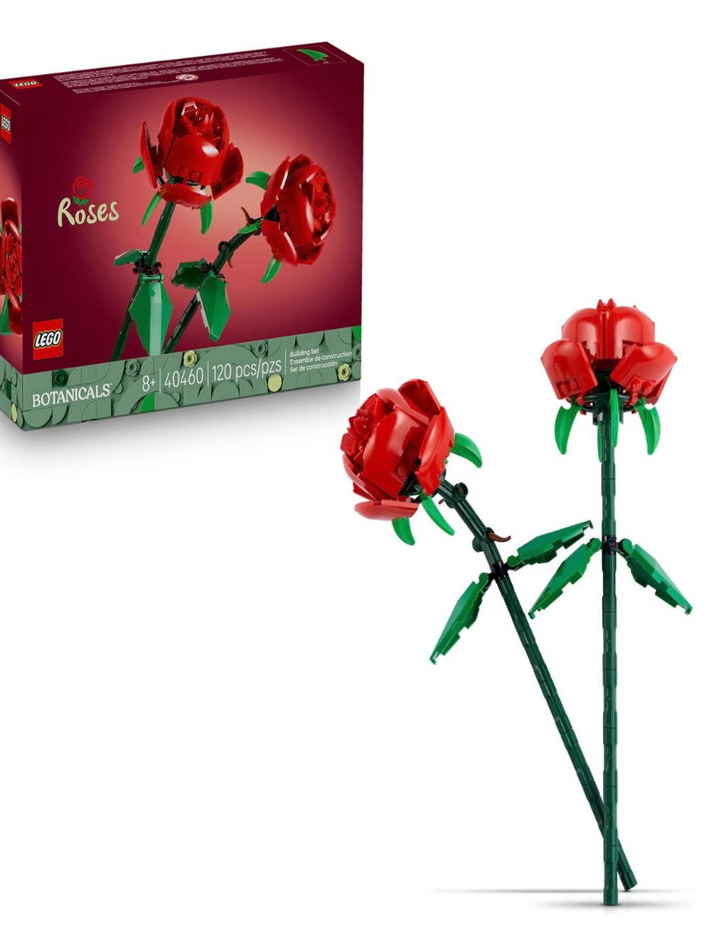 LEGO Red Botanical Roses with Green Stems